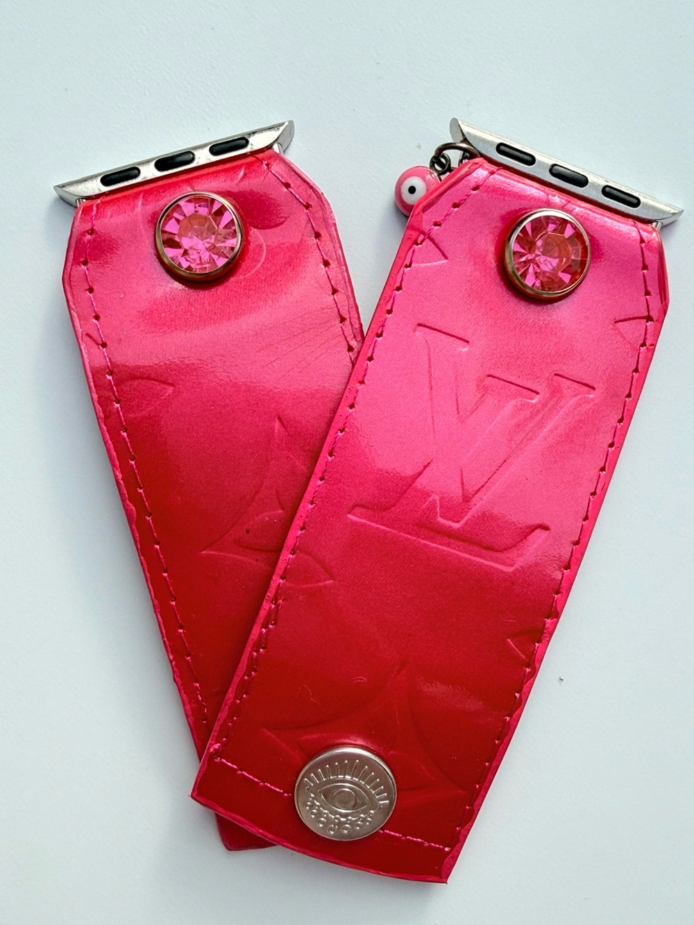 Watch Me Creations Authentic Upcycled LV Pink Vernis Apple Watch Band
